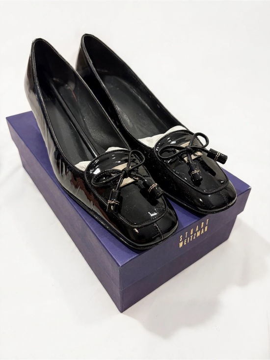 Stuart Weitzman Shoes - Stuart Weitzman Black Patent Leather Bow Loafers
